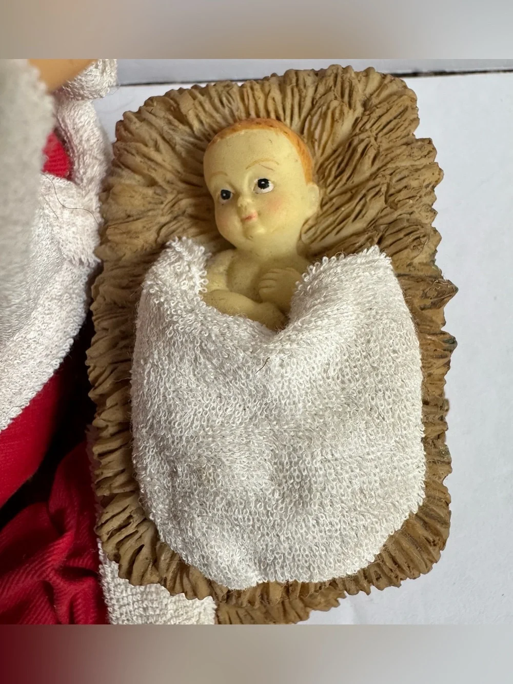 Vintage Kneeling Santa Baby Jesus Nativity Figure Christmas Decor Paper Mache